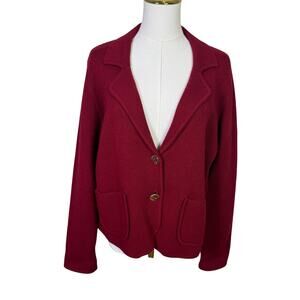 Cyrus Red Blazer Sweater Two Button Knit Long Sleeve Collared US Womens L